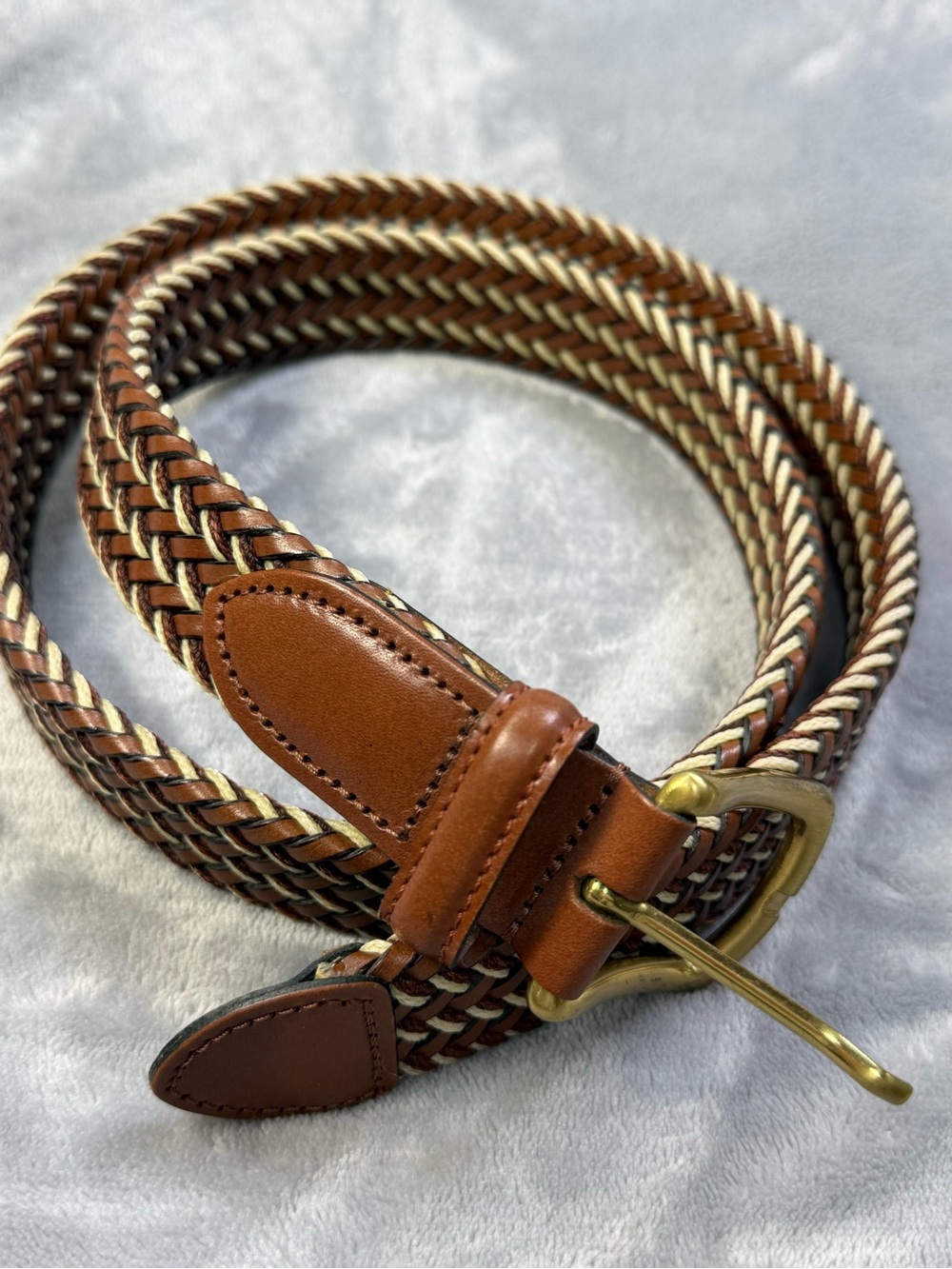 Men's Braided Leather Argentina Belt - Brown Summer informal dress